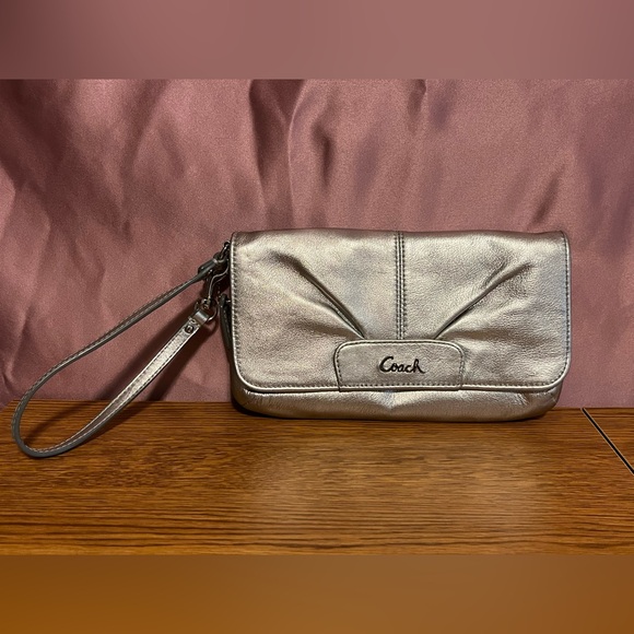 Silver Coach wristlet - Picture 1 of 5